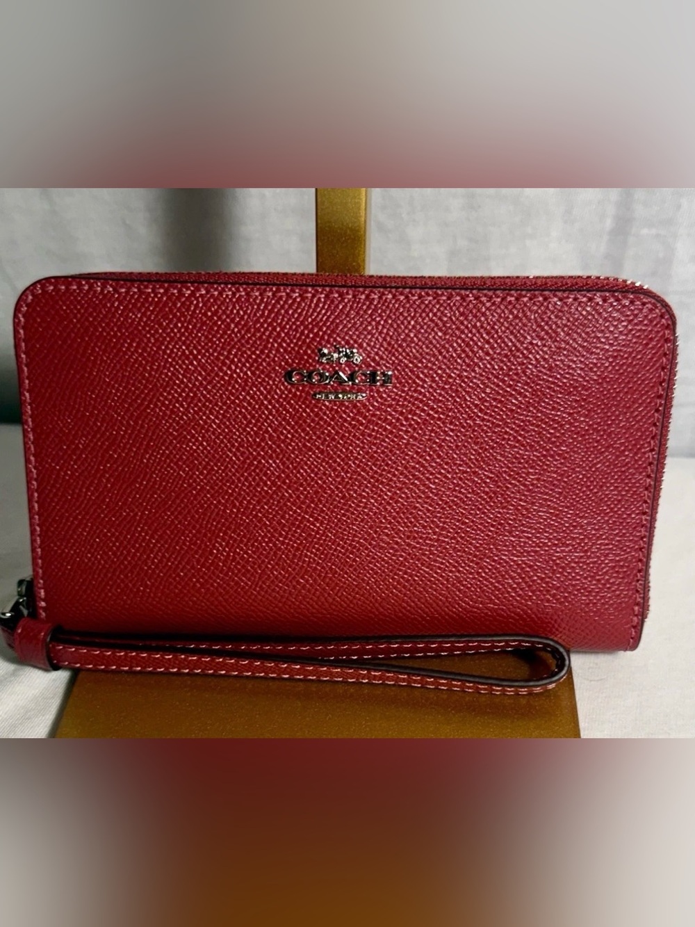 NEW NWT Coach Phone Wallet Clutch Leather Bag Wristlet #58053 Hot Pink $165
